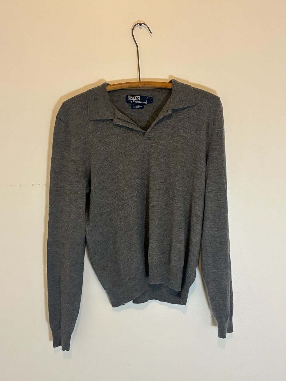Polo By Ralph Lauren Sweater Polo Size L Gray Wool Cashmere Silk